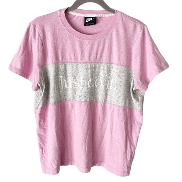 Nike Tops - Nike Top Women's XL NSW Gym Vintage Pink Rise Just Do It Graphic T-Shirt‎ Y2K